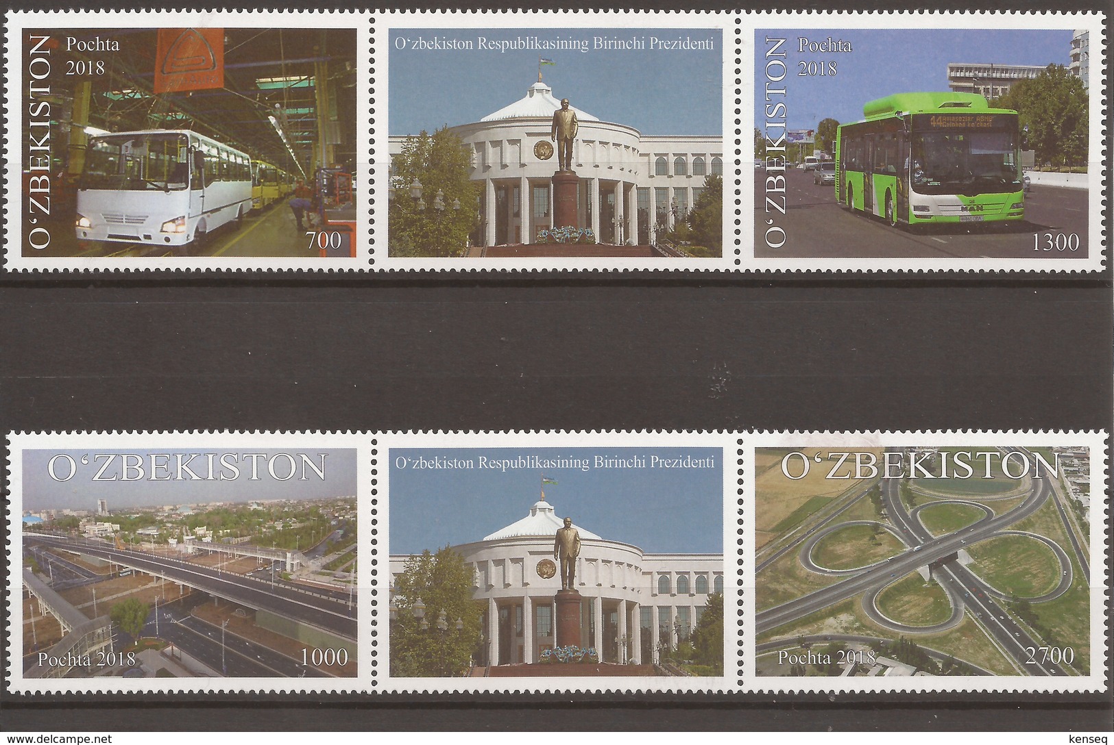 Uzbekistan 2018 - MNH - Bus / Transport / Factory / Highway / Flyover / Bridge / Via Duct - Usbekistan