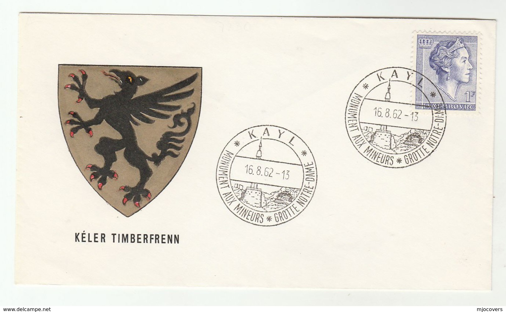 1962 Luxembourg KAYL MINERS MONUMENT  EVENT COVER Stamps Mining Minerals - Minerals