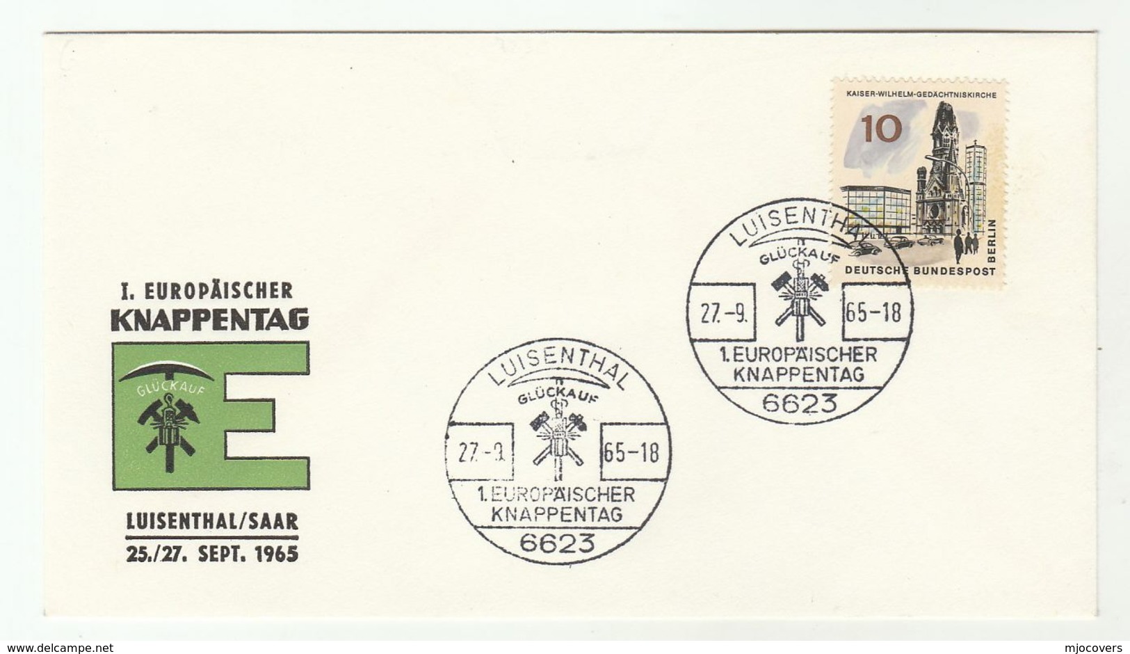 1965 LUISENTHAL Saar MINING  EVENT COVER  Germany Berlin Stamps Miners Lamp - Altri & Non Classificati