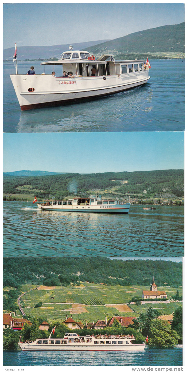 3 PK MS "J.-J.Rousseau","Chasseral","Seeland",auf Dem Bieler See,gelaufen - Dampfer