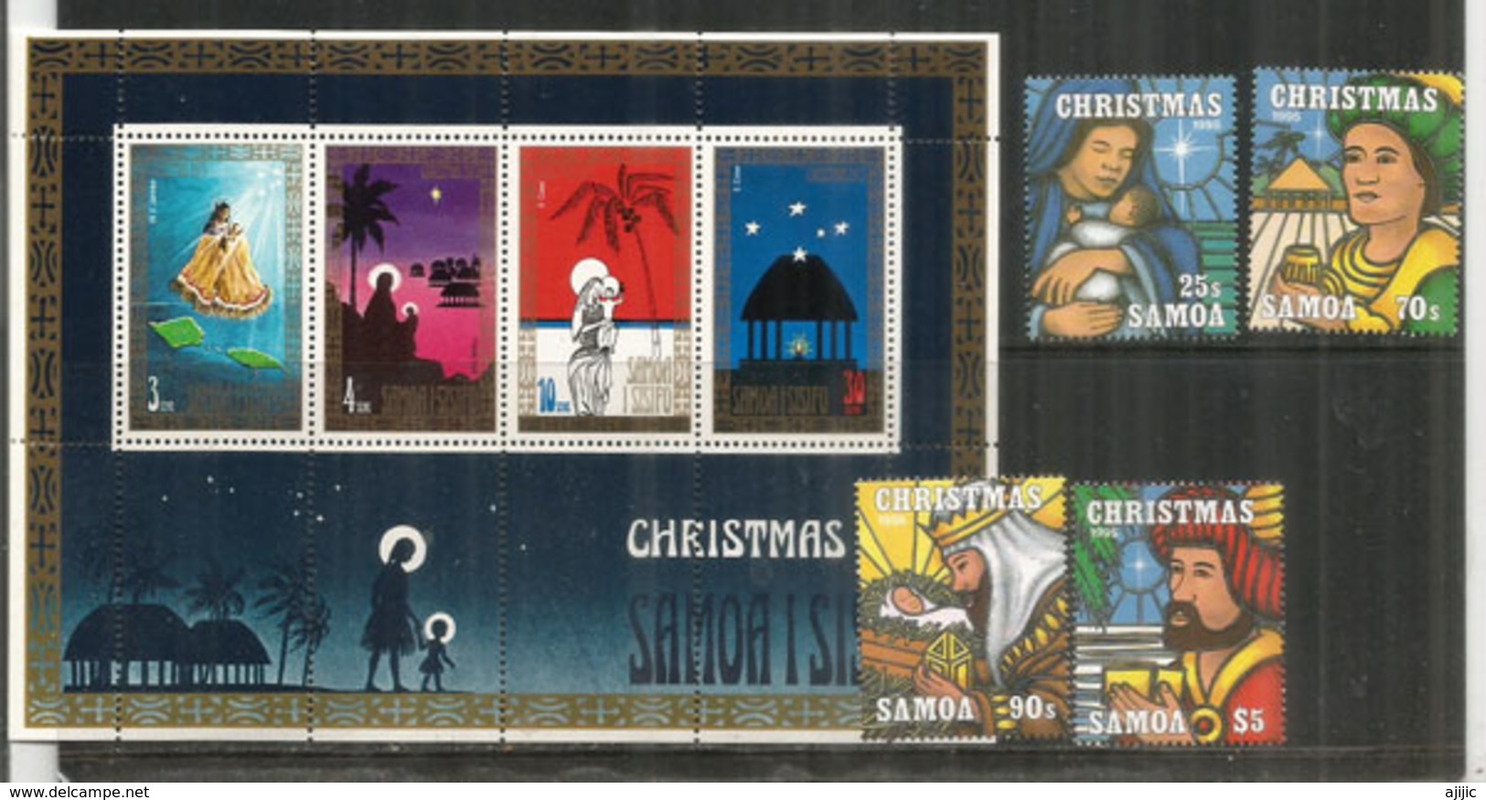 NOËL Aux SAMOA. La Nativité, Années 1995 & 1973  Série + Bloc-feuillet Neufs ** Côte 12,00 Euro - Samoa