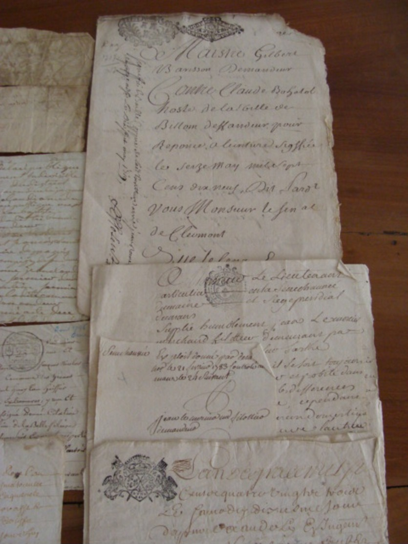 GROS LOT 260 MANUSCRITS DOCUMENTS CACHET GENERALITE MARQUES FISCALES FIN XVII A XIXe VOIR PHOTOS