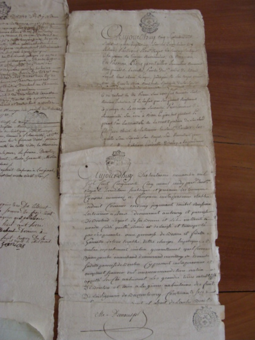 GROS LOT 260 MANUSCRITS DOCUMENTS CACHET GENERALITE MARQUES FISCALES FIN XVII A XIXe VOIR PHOTOS