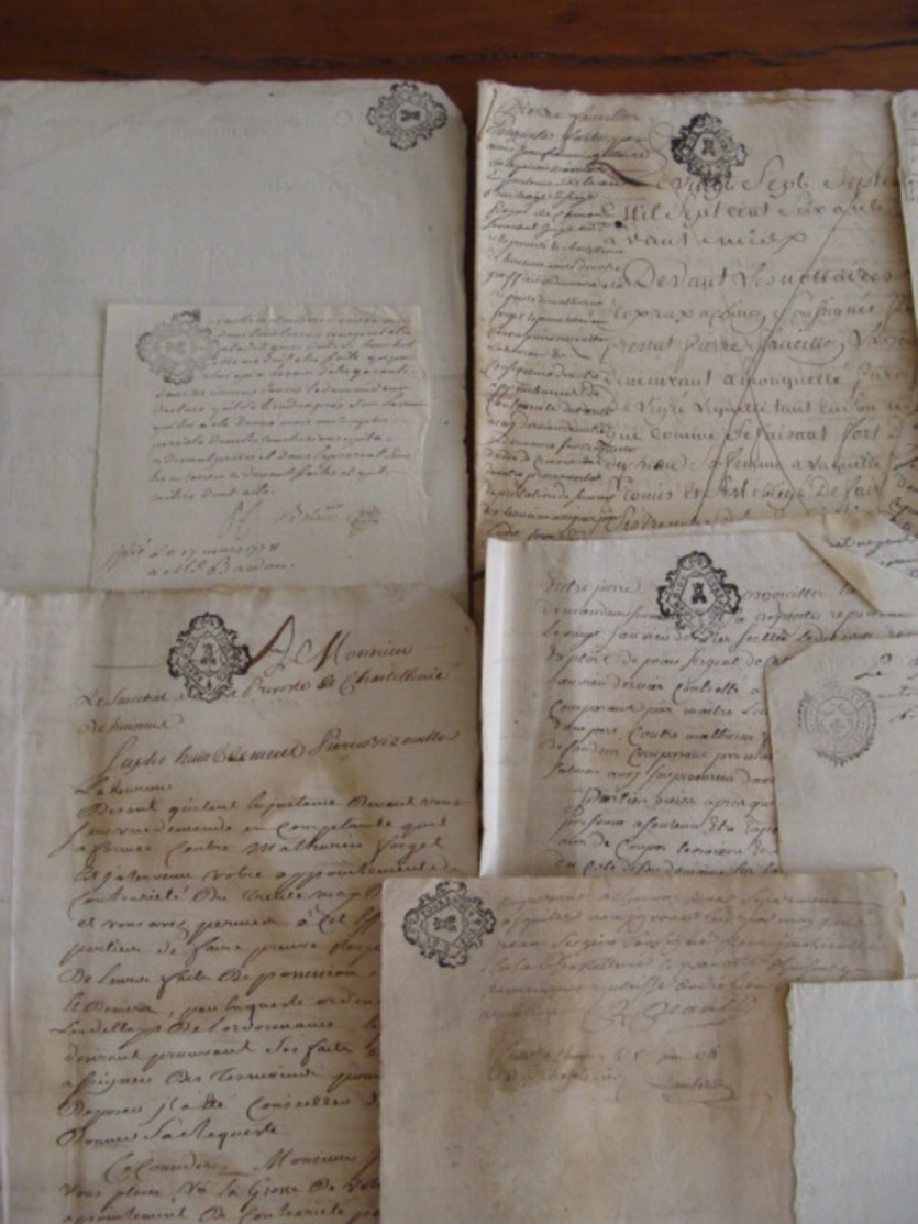 GROS LOT 260 MANUSCRITS DOCUMENTS CACHET GENERALITE MARQUES FISCALES FIN XVII A XIXe VOIR PHOTOS