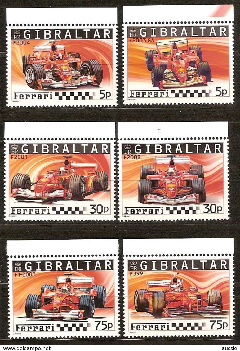 Gibraltar  2004 Yvertn°  1107-1112 *** MNH Cote 11 Euro Voitures Cars Ferrari - Gibraltar