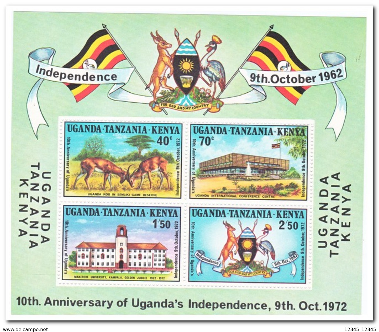 Oost Afrikaanse Gemeenschap 1972, Postfris MNH, 10 Years Independence Of Uganda - Kenya, Oeganda & Tanzania