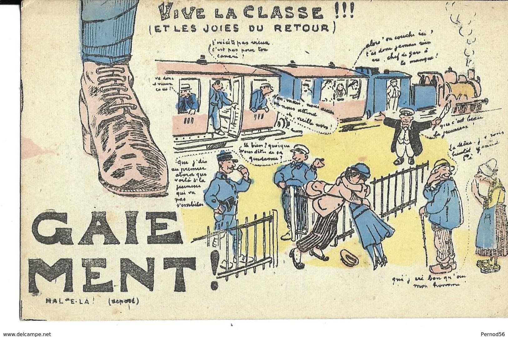 Carte En Deux Parties Pour Lire Le Texte  Rare Militaire - Humour