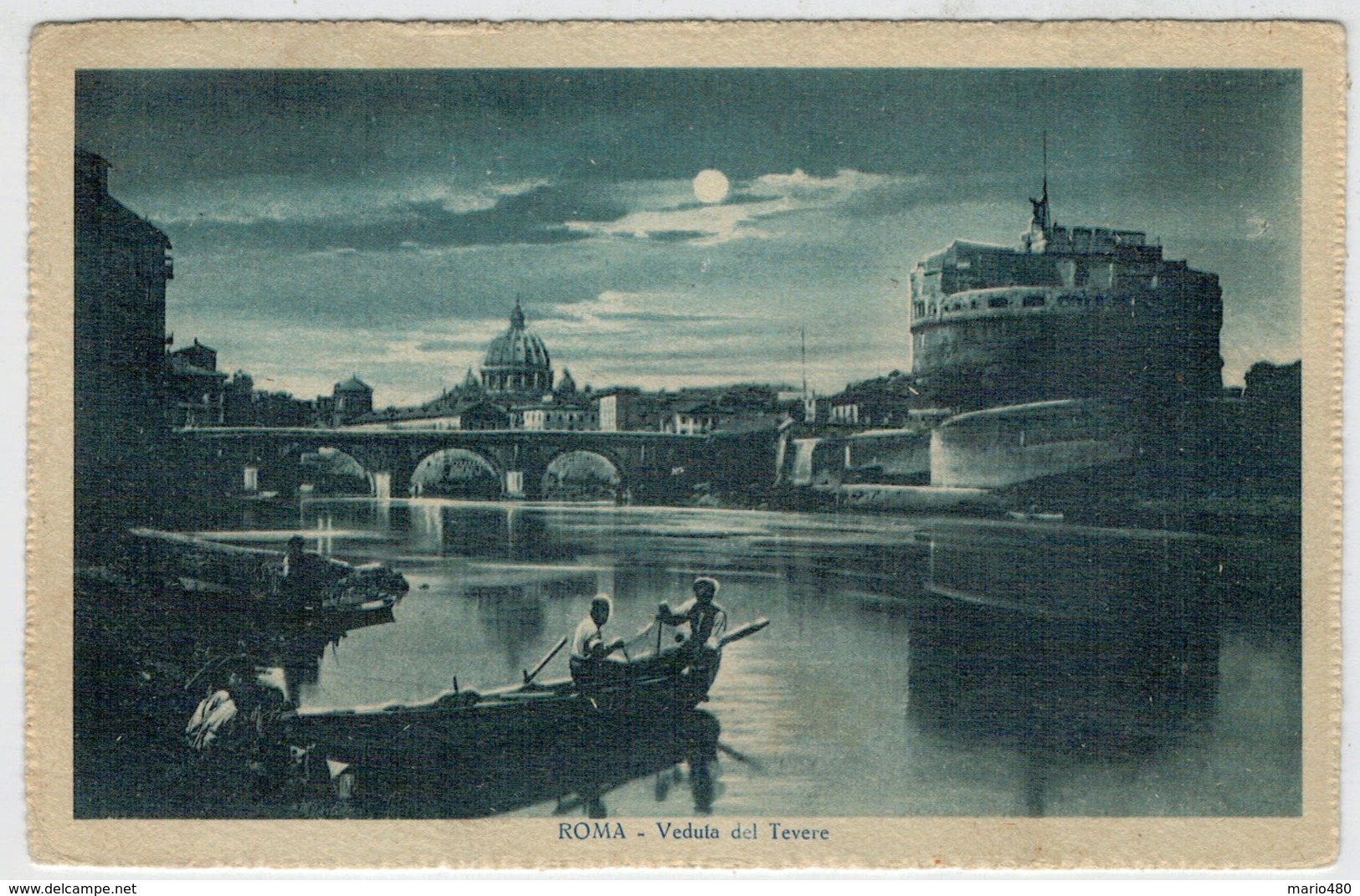 C.P  PICCOLA    ROMA    VEDUTA   DEL  TEVERE    1934     2 SCAN  (VIAGGIATA) - Fiume Tevere