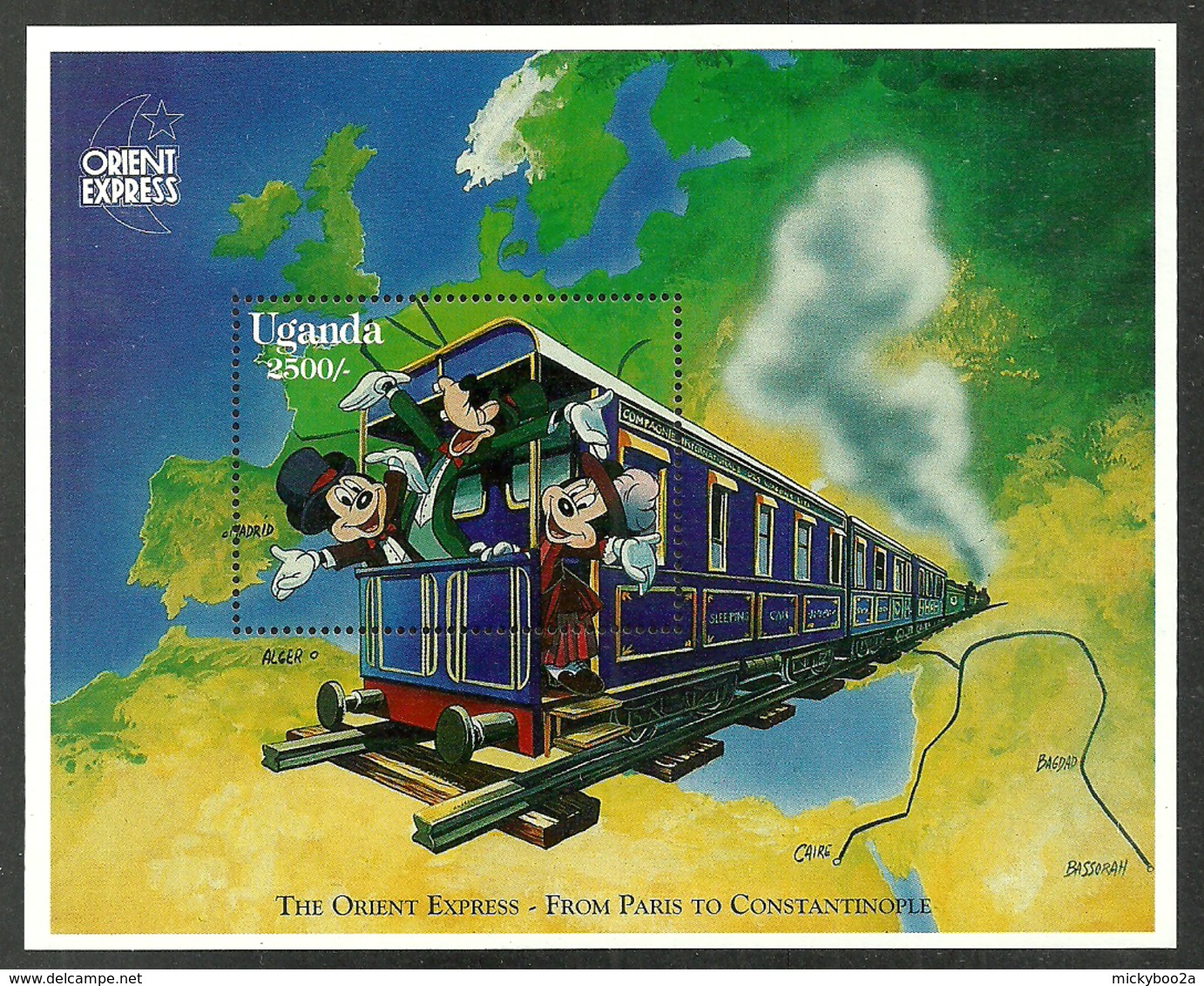 UGANDA 1994 DISNEY ORIENT EXPRESS TRAINS RAILWAYS SET & 2 M/SHEETS MNH - Uganda (1962-...)