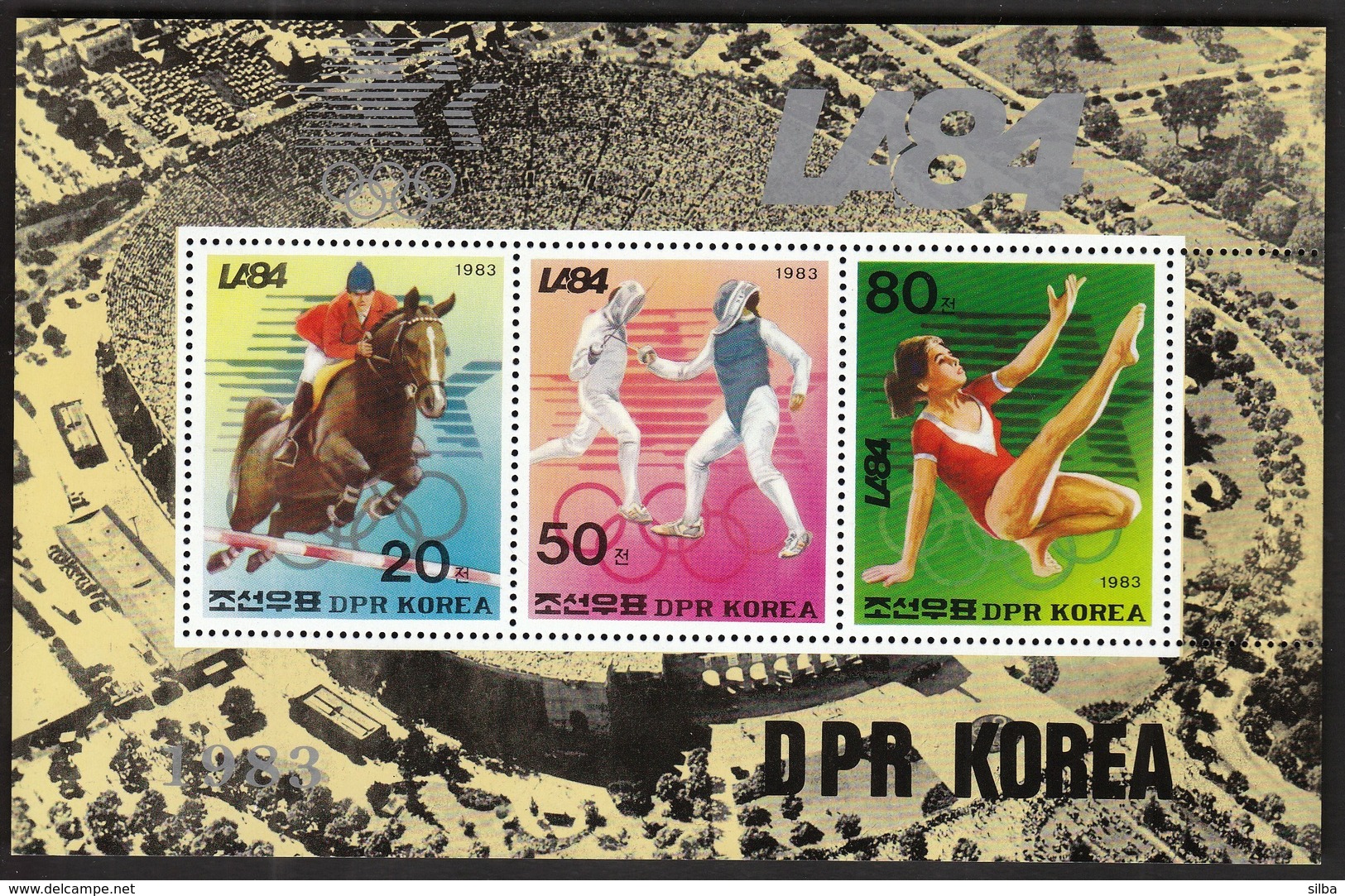 Korea 1983 / Olympic Games Los Angeles 1984 / Equestrian, Fencing, Gymnastics / Mi Bl 163 / MNH - Summer 1984: Los Angeles