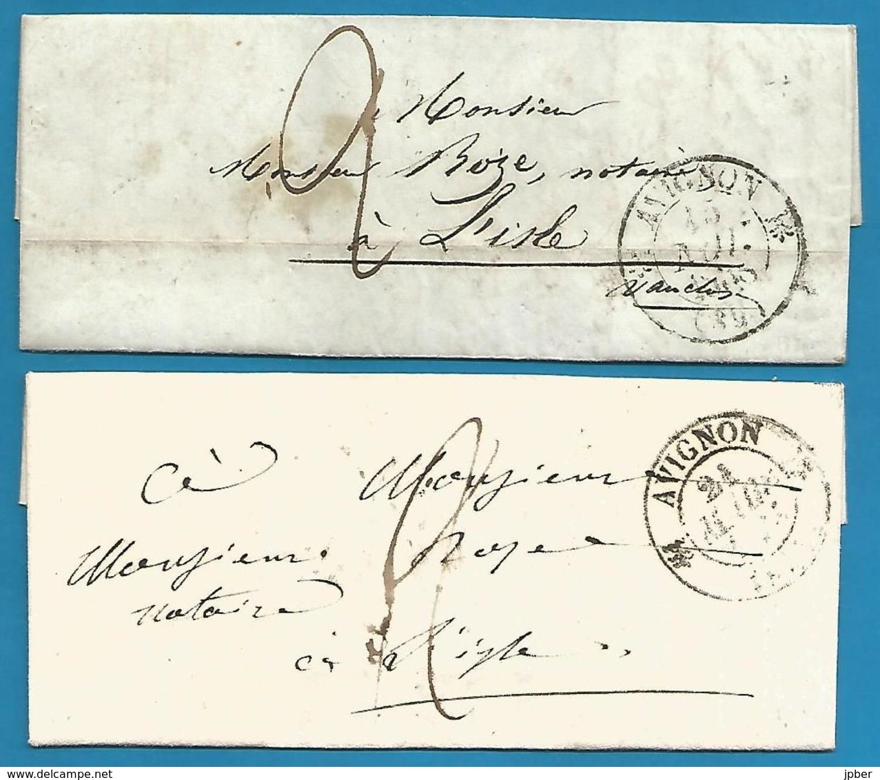 (D066) 2 LAC De Avignon (càd Demi Fleuron) Vers L'Isle (Vaucluse) De 1834 Et 1838 - 1801-1848: Précurseurs XIX