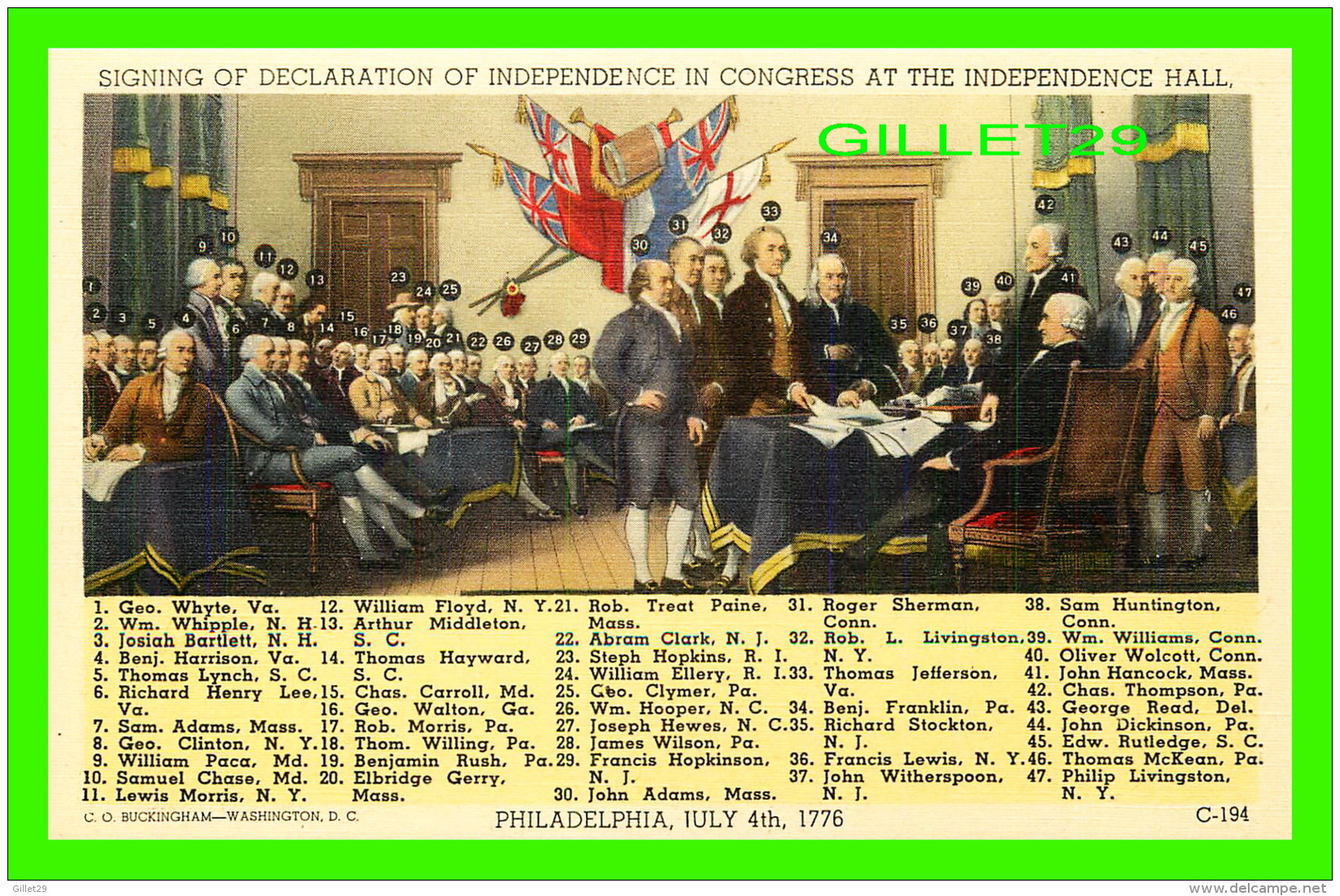 POLITIQUE - SIGNING OF DECLARATION OF INDEPENDENCE IN CONGRESS AT THE INDEPENDENCE HALL, PA 1776 - - Personnages