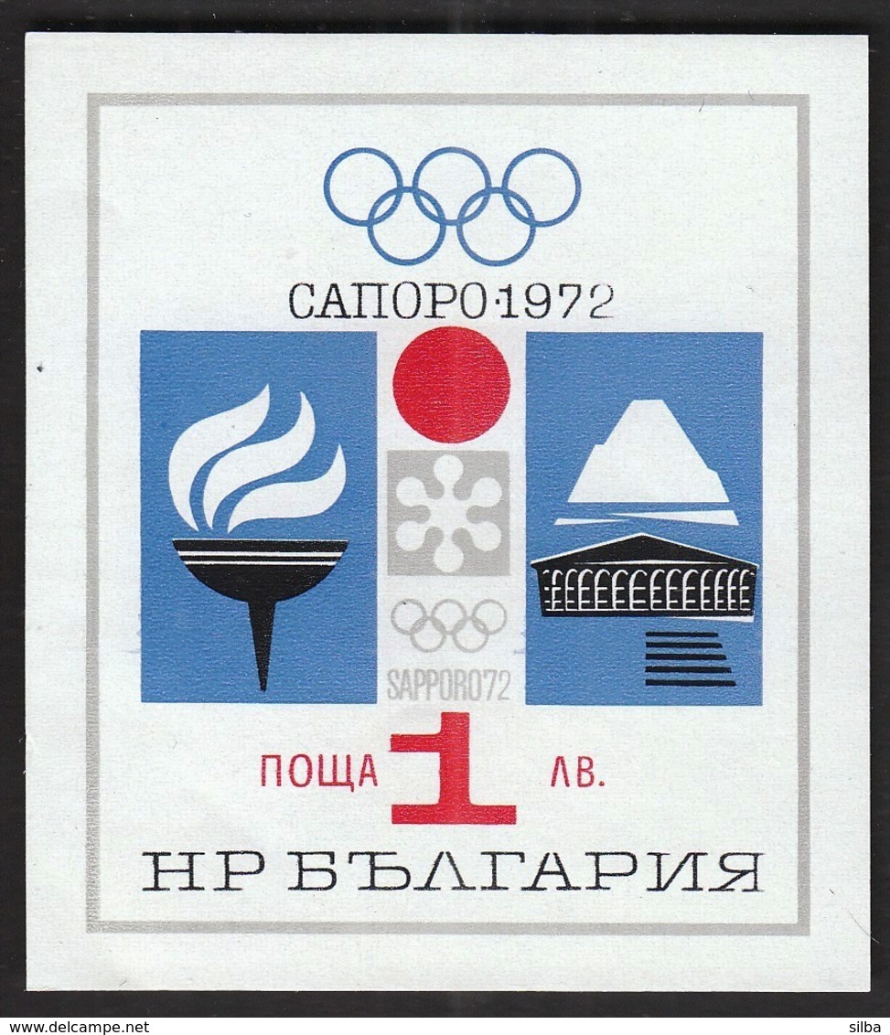 Bulgaria / Olympic Games Sapporo 1972 / Olympic Flame / Mi Bl 33 / MNH - IMPERFORATED - Winter 1972: Sapporo