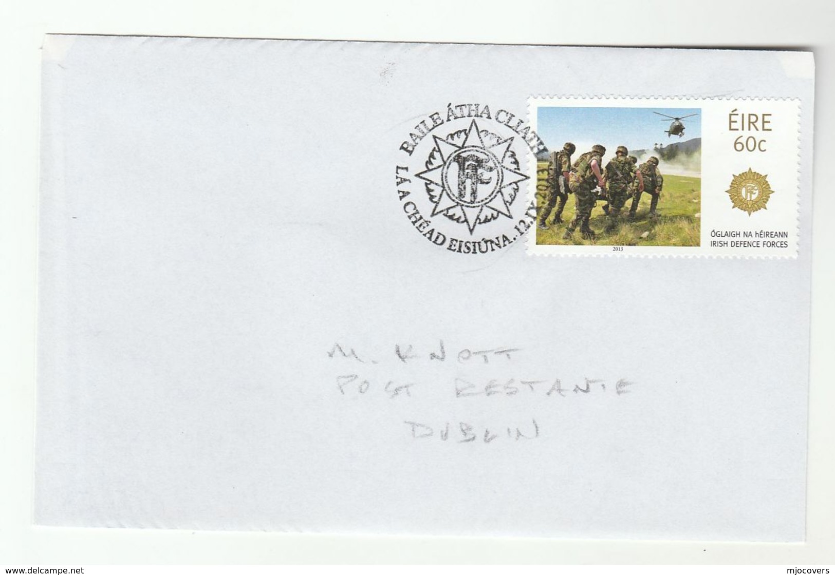 2013 IRELAND FDC Stamps HELICOPTER DEFENCE FORCES SOLDIERS Cover Aviation - Helicopters