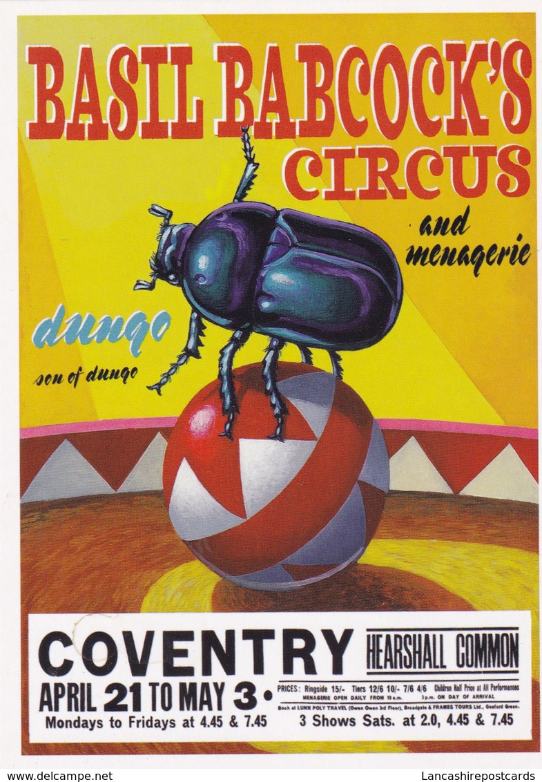 Postcard Basil Babcock's Circus Reproduction Of 1964 Poster By The Insect Circus Museum My Ref  B22815 - Circus