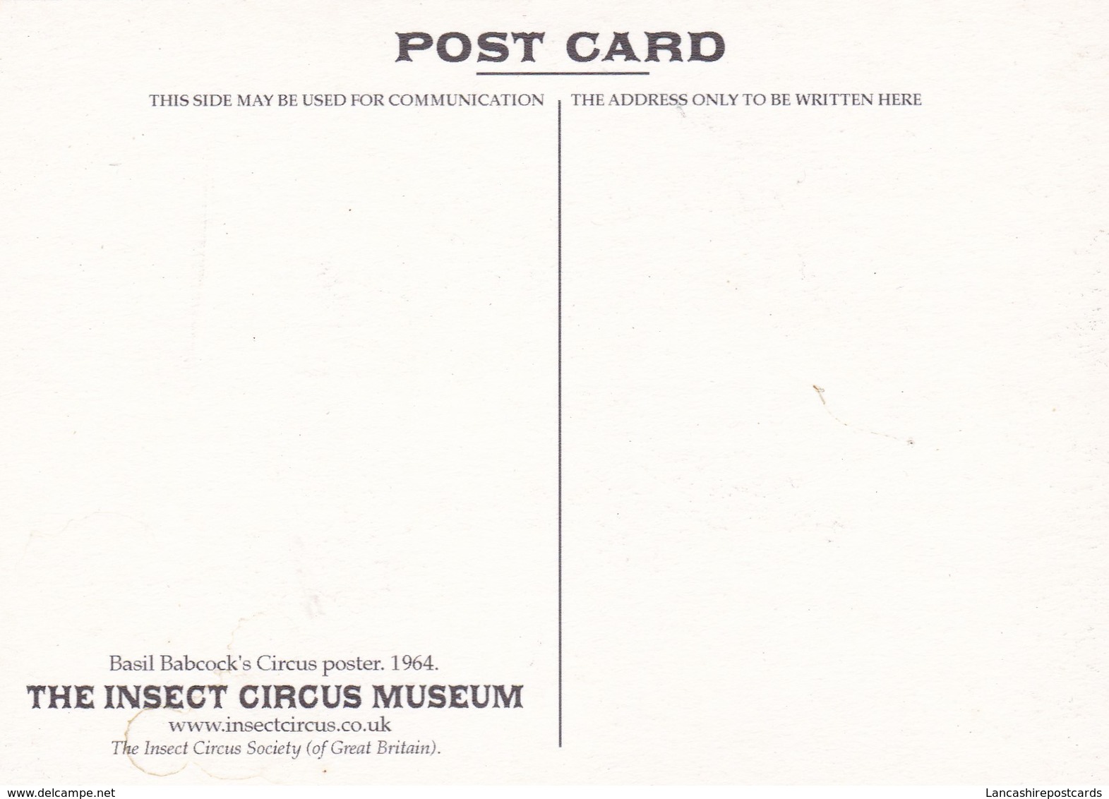 Postcard Basil Babcock's Circus Reproduction Of 1964 Poster By The Insect Circus Museum My Ref  B22815 - Circus