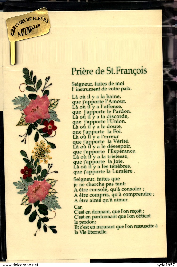 Prière De Saint François - Décoré De Fleurs Naturelles - Saints