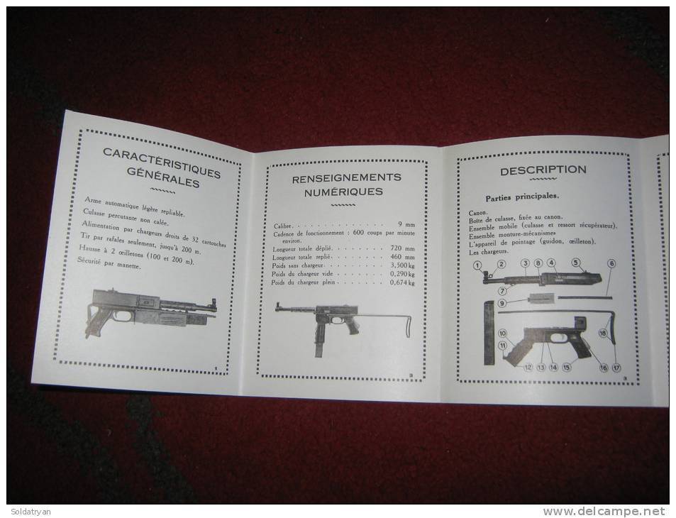 MANUEL NOTICE PISTOLET MITRAILLEUR 9MM MAT M.A.T 49 1949 ( NOVEMBRE 1949) Indo Algérie - Armes Neutralisées