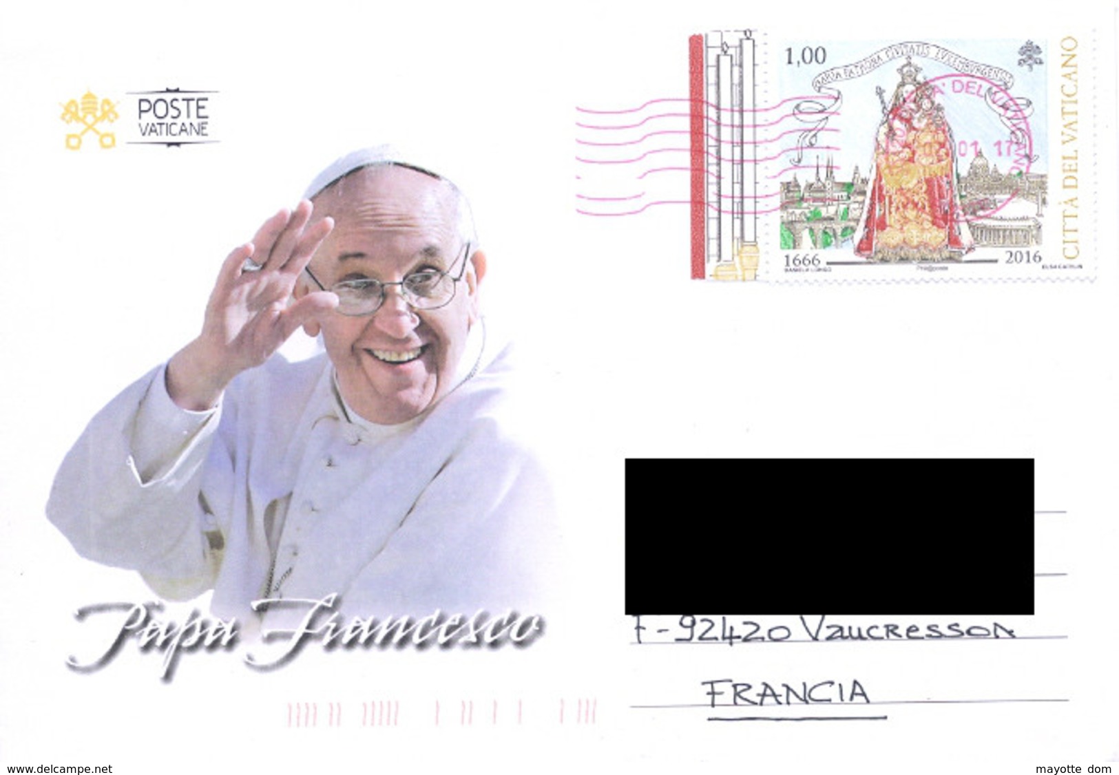 VATICAN VATICANO 2016 Joint Issue 350 Santa Maria LUXEMBOURG Pope Francis FRANCE Cover - Lettres & Documents