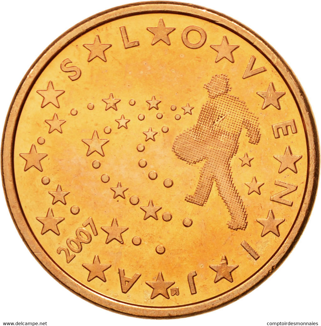 Slovénie, 5 Euro Cent, 2007, SPL, Copper Plated Steel, KM:70 - Slovenia