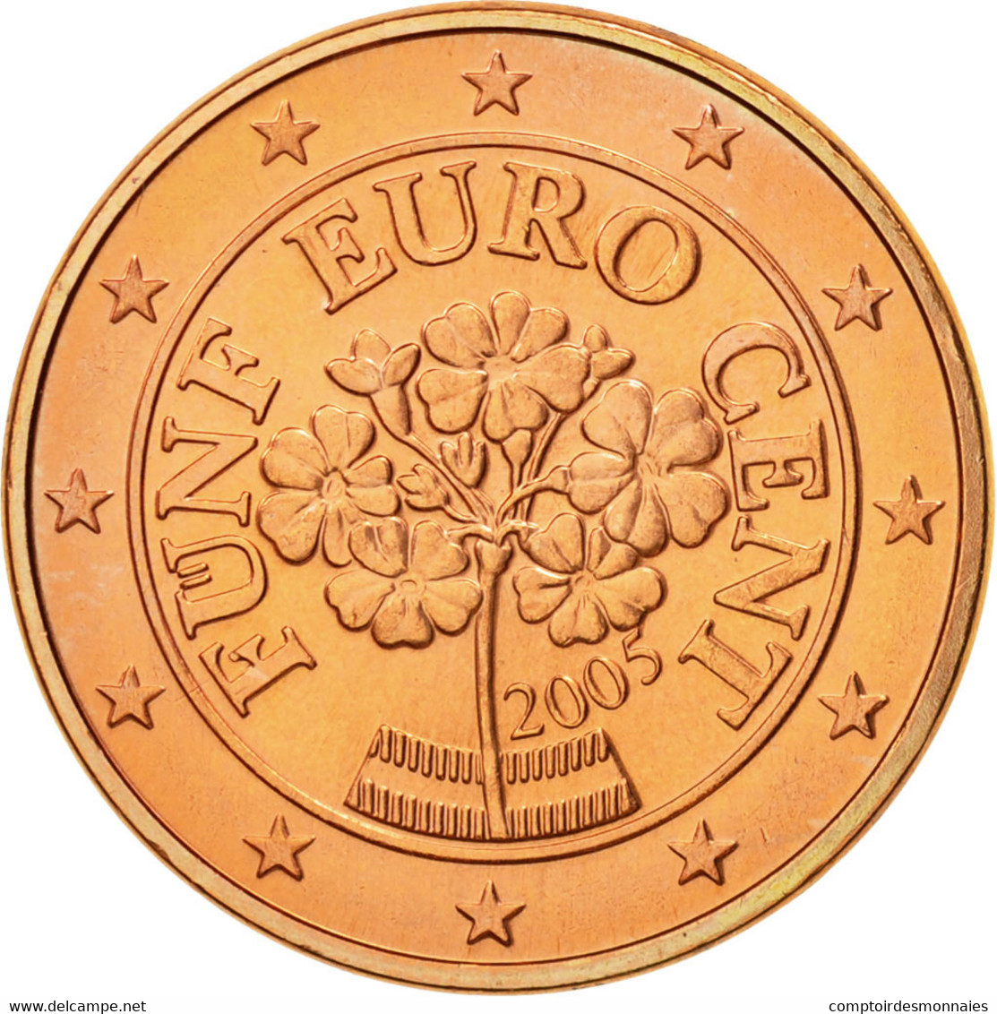 Autriche, 5 Euro Cent, 2005, SPL, Copper Plated Steel, KM:3084 - Autriche