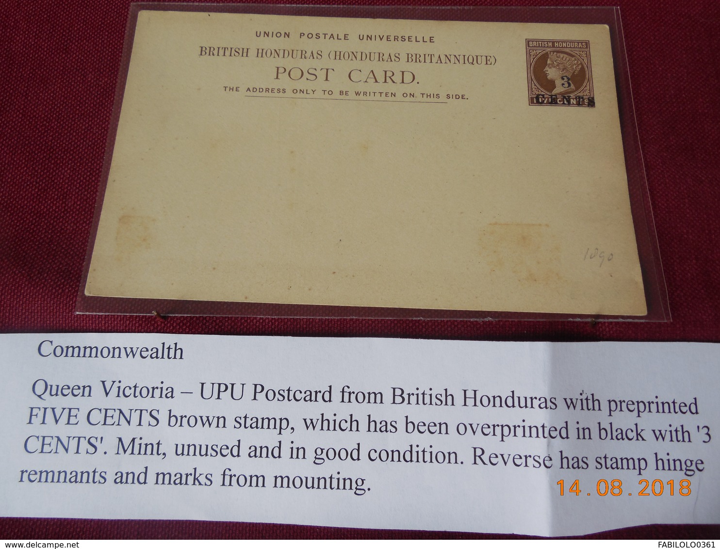 Carte Entier Postal Du Honduras Britannique Avec Surcharge. - British Honduras (...-1970)