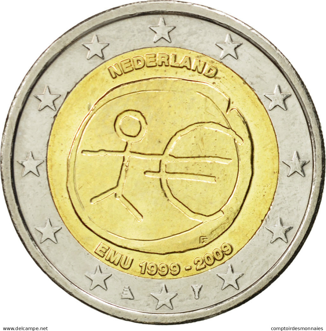 Pays-Bas, 2 Euro, 10 Ans De L'Euro, 2009, SPL, Bi-Metallic, KM:281 - Pays-Bas