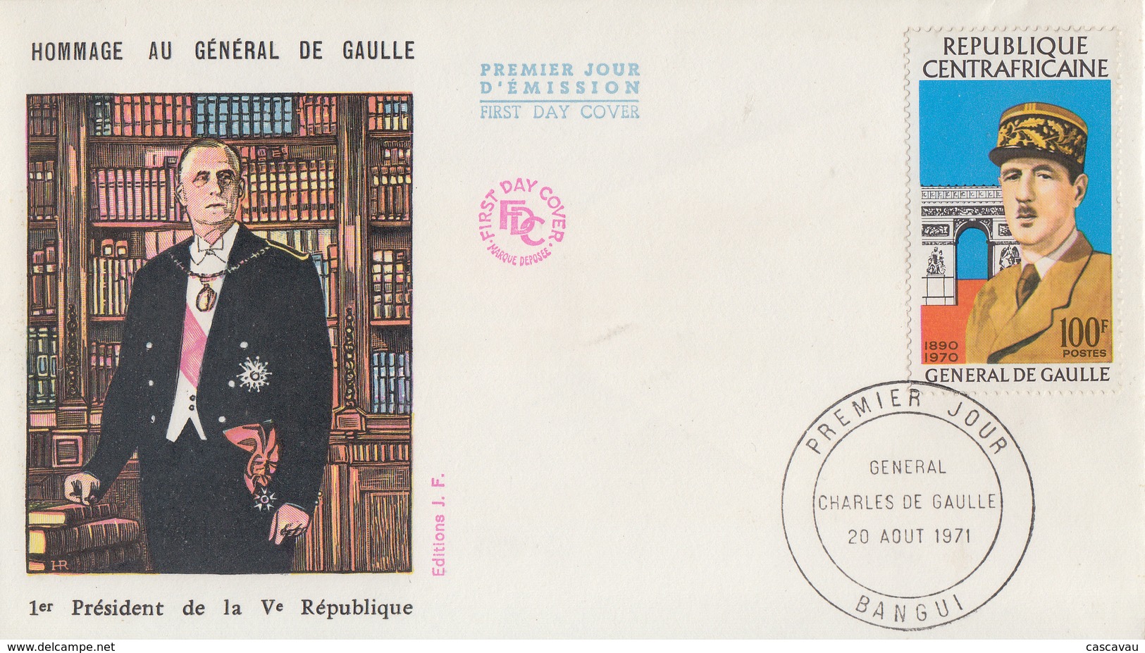 Enveloppe  FDC  1er  Jour   REPUBLIQUE  CENTRAFRICAINE    GENERAL  DE   GAULLE      1971 - De Gaulle (Général)