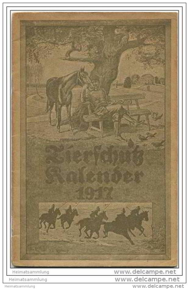 Tierschutz Kalender 1917 - 50 Seiten Kalender Gedichte Geschichten - Herausgegeben Vom Berliner Tierschutz-Verein - Calendars