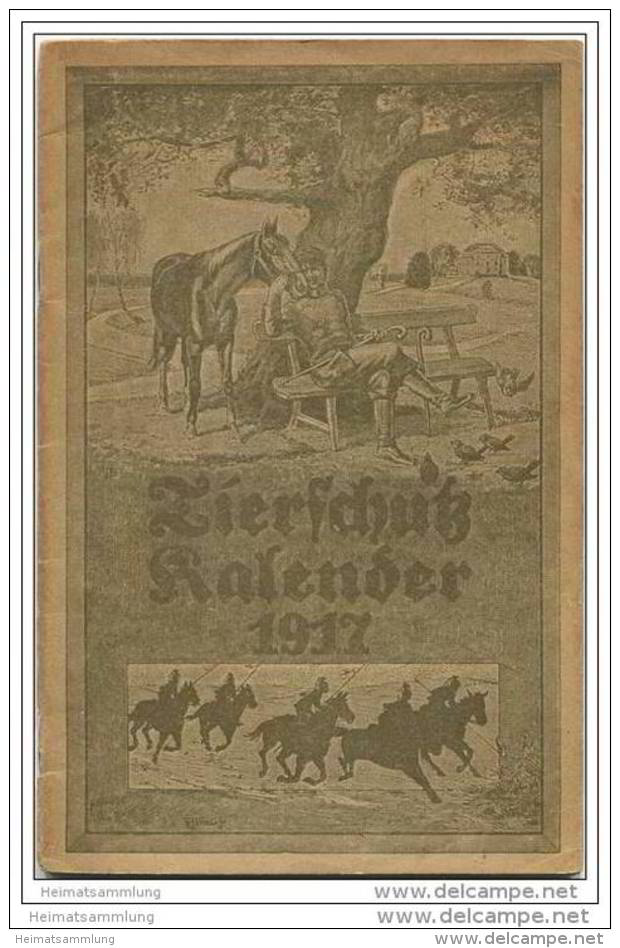 Tierschutz Kalender 1917 - 50 Seiten Kalender Gedichte Geschichten - Herausgegeben Vom Berliner Tierschutz-Verein - Kalender