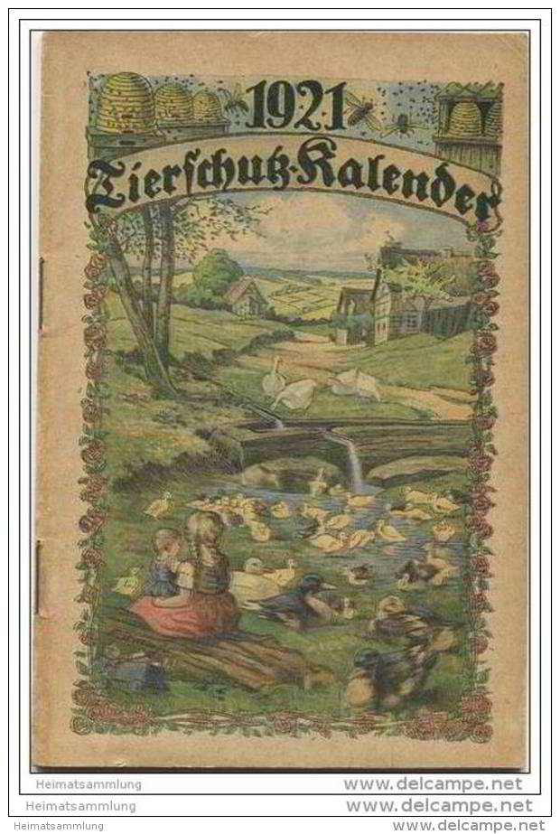 Tierschutz Kalender 1921 - 50 Seiten Kalender Gedichte Geschichten - Herausgegeben Vom Berliner Tierschutz-Verein - Kalender