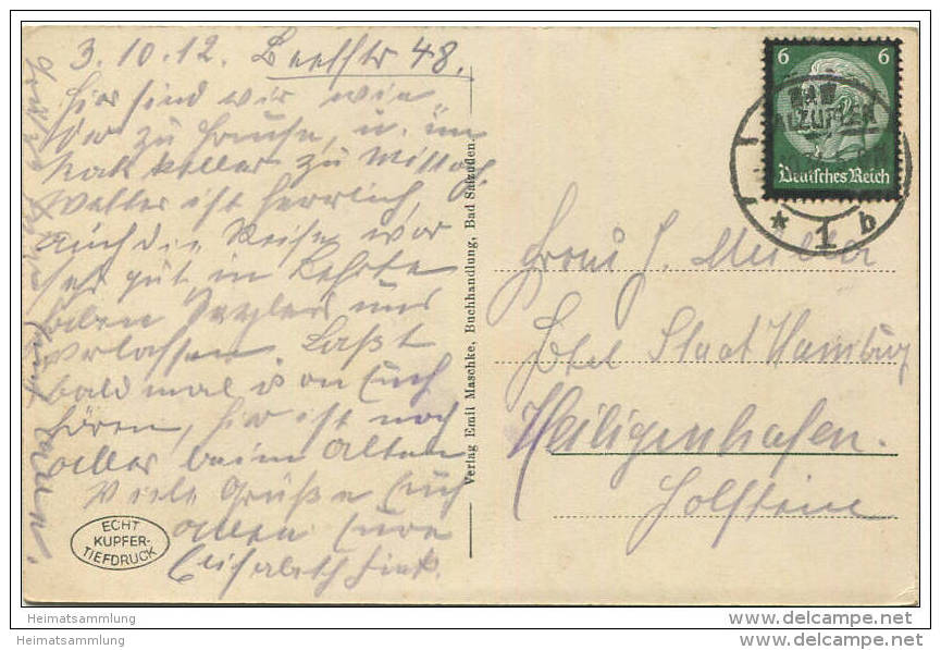 Bad Salzuflen - Wegweiser Loose Forsthaus - Verlag Emil Maschke Gel. 1934 - Bad Salzuflen