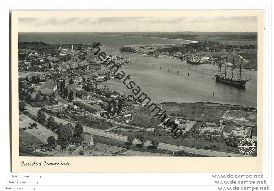 Travemünde - Luftaufnahme - Foto-AK 50er Jahre - Luebeck-Travemuende