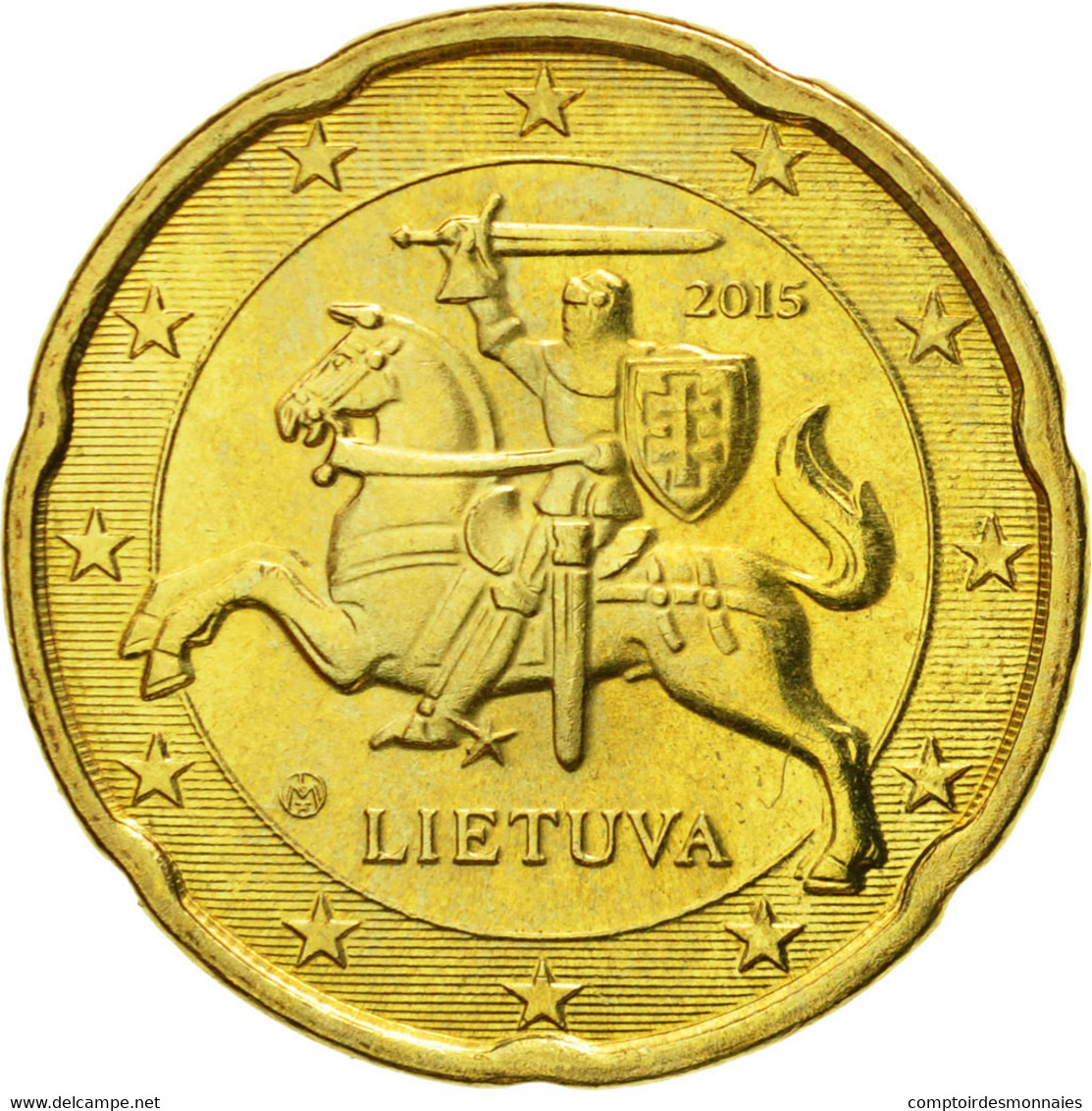 Monnaie, Lithuania, 20 Euro Cent, 2015, SPL, Laiton - Lituanie