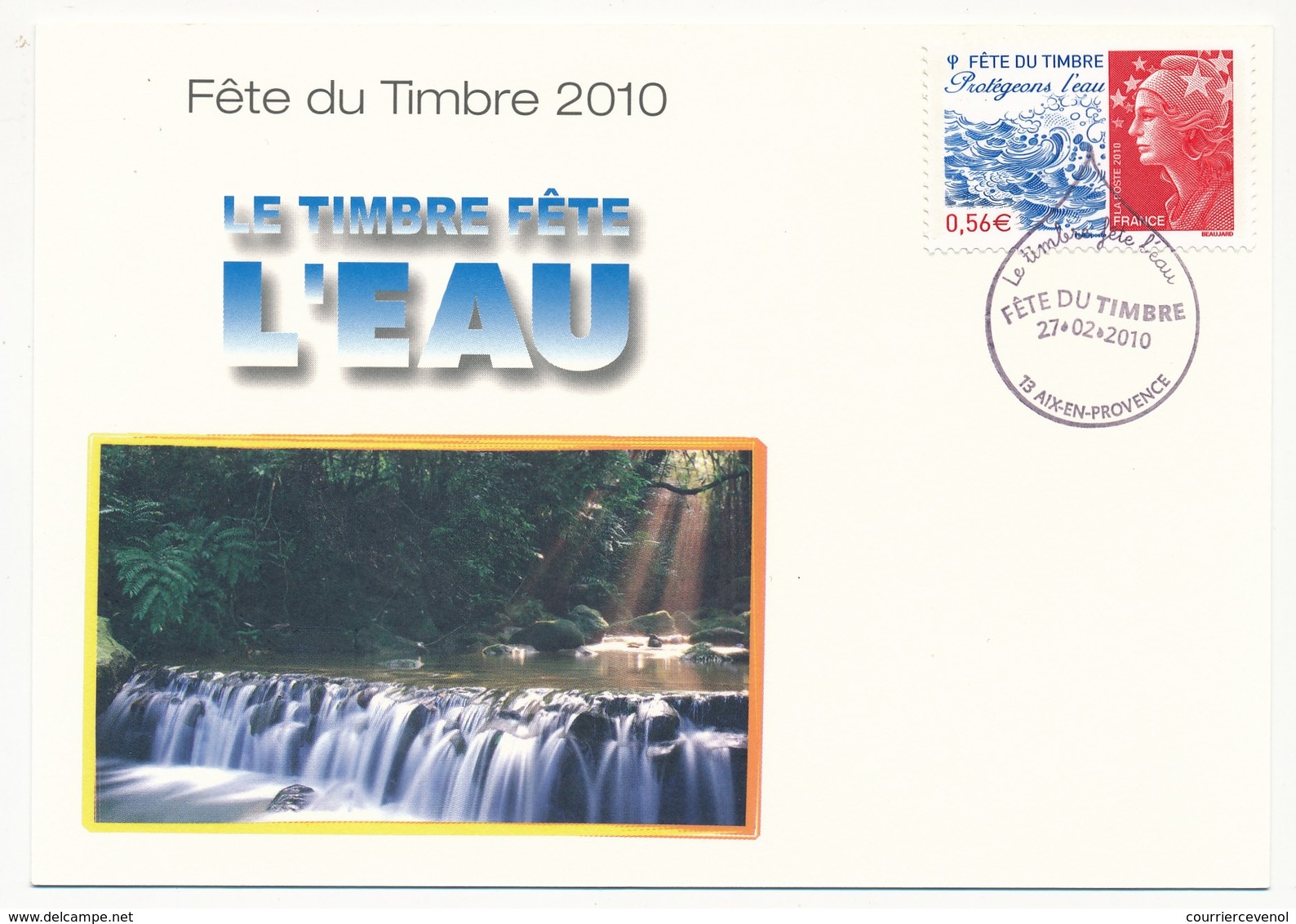 Carte Fédérale - Fête Du Timbre AIX En PROVENCE 2010 - Protégeons L'eau (Beaujard) - 27.2.2010 - Lettres & Documents