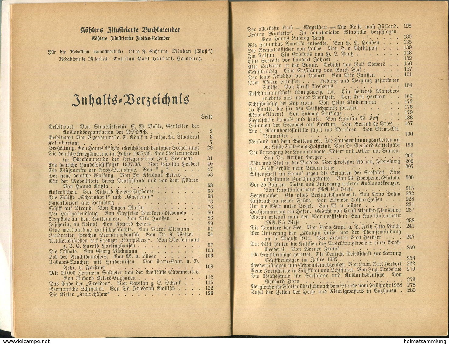 Köhlers Flotten-Kalender 1939 - 296 Seiten Mit Vielen Abbildungen - Ein Aquarell Von Marinemaler Walter Zeeden - Grossformat : 1941-60