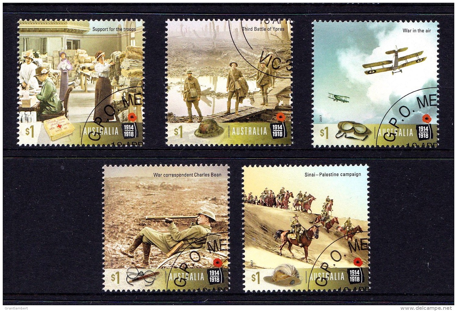 Australia 2017 Centenary Of World War I Set Of 5 CTO - Oblitérés