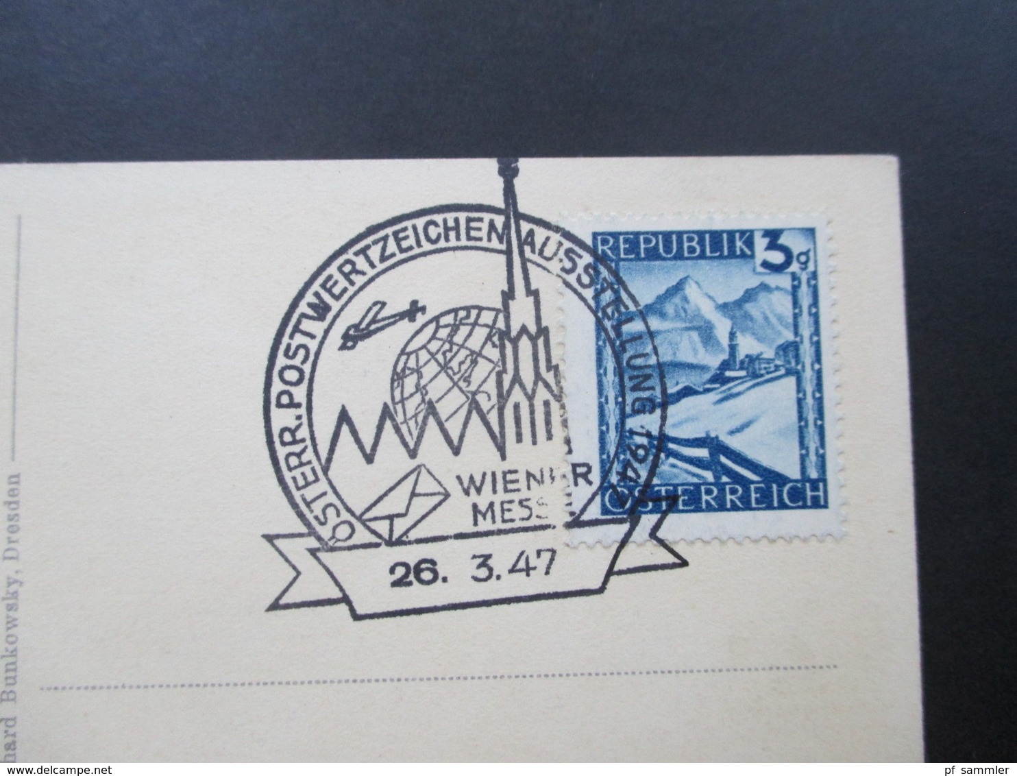 Österreich 1947 SST Wiener Internationale Messe / Messe Palast / Postwertzeichenausstellung. Blumenkarten