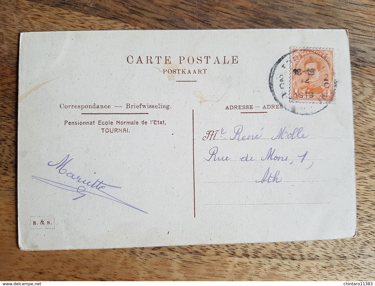 CP Tournai 1919 "Pensionnat Ecole Normale De L'Etat" - Tournai