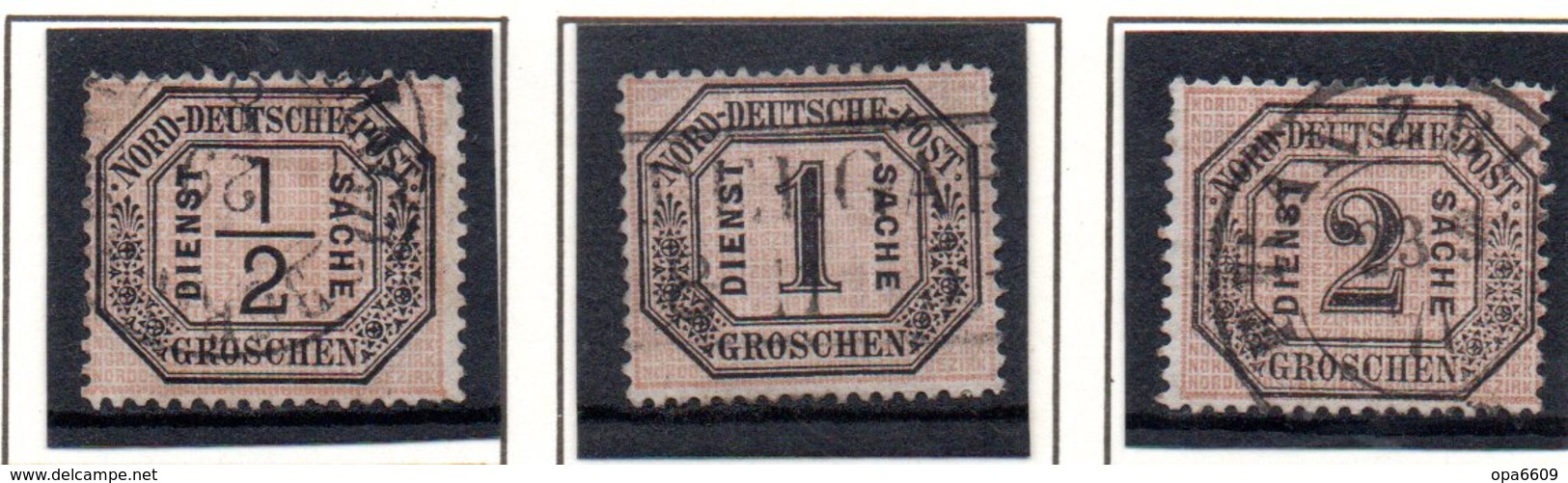 Norddeutscher Postbezirk, Dienstmarken Mi-Nr. 3,4,5,  1/2,1,2 Gr Schwarz/mattorangerot, Gestempelt - Sonstige & Ohne Zuordnung