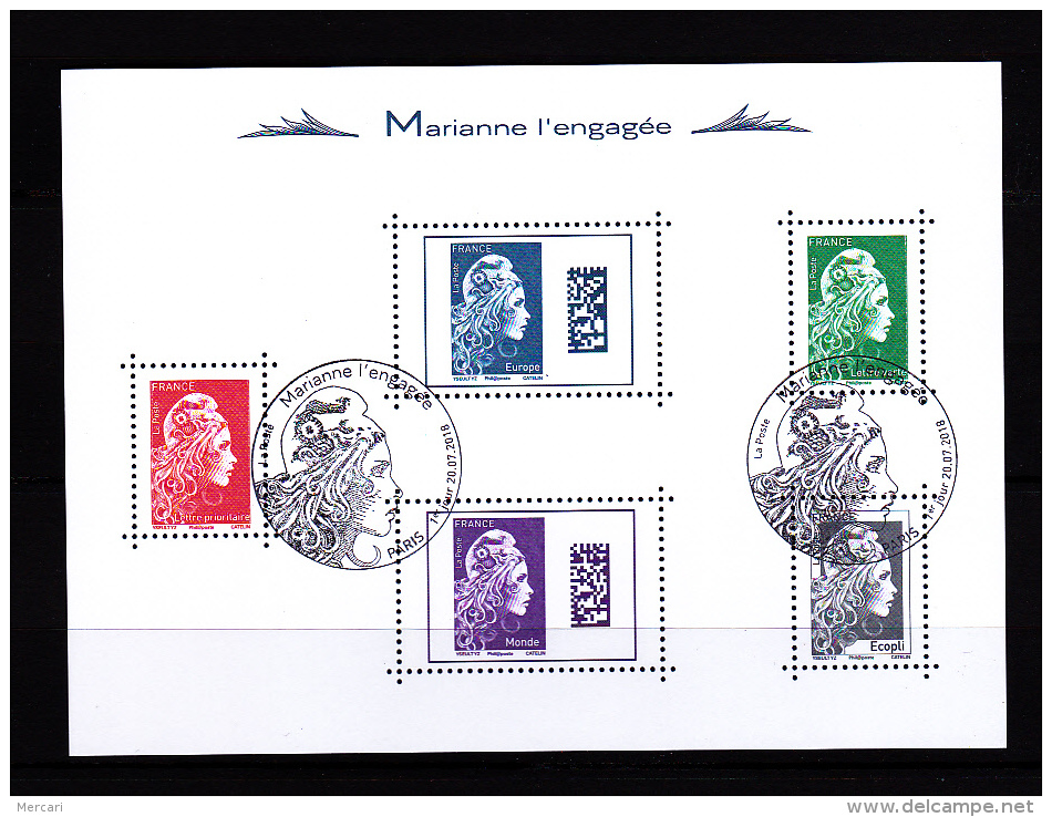 France 2018,  Bloc Feuillet 5 Timbres /  Obl 1er Jour / Marianne L'engagée - Mint/Hinged