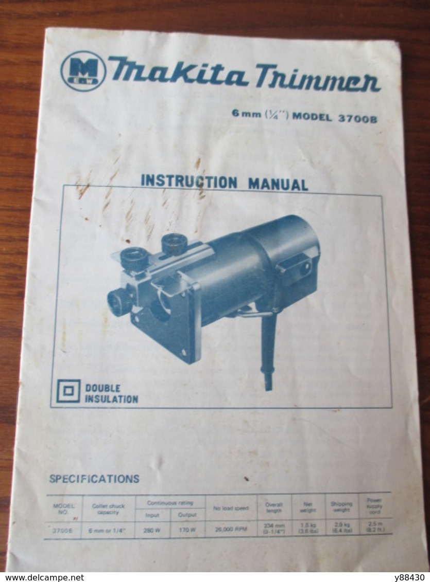 Notice De Fonctionnement - MAKITA TRIMMER . Modèle 3700B - Taille Et Profilage De Bois / Plastique -16 Pages  - 9 Photos - Autres & Non Classés