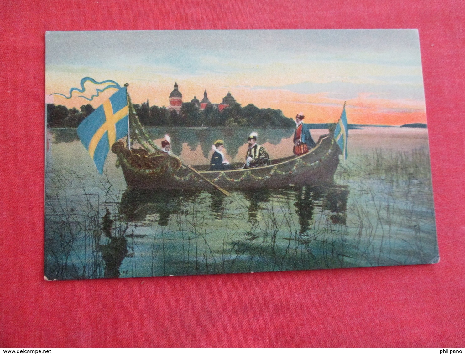 Men In Boat With 2 Flags    Ref 3039 - Sweden