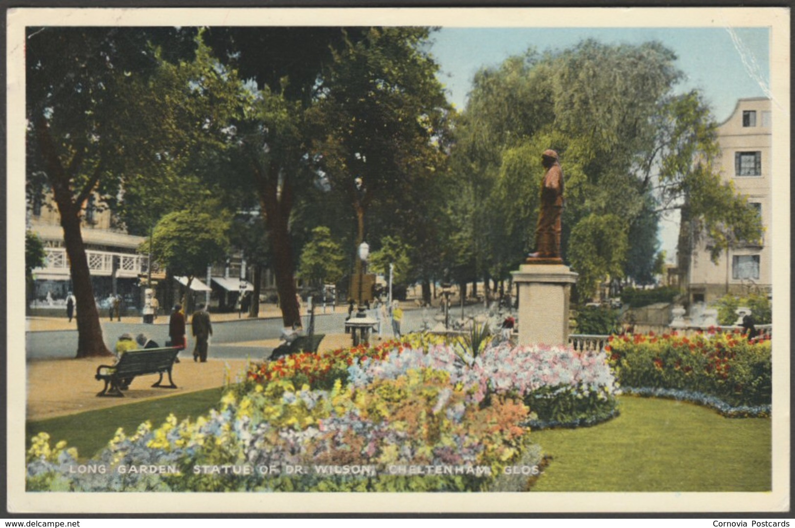 Long Garden And Statue Of Dr Wilson, Cheltenham, Gloucestershire, 1960 - Dennis Postcard - Cheltenham