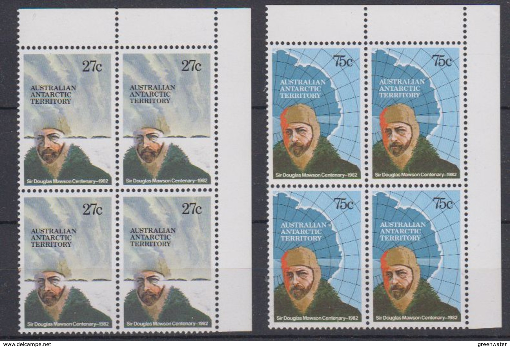 AAT 1982 Sir Douglas Mawson 2v Bl Of 4 (corner) ** Mnh (40124) - Ongebruikt