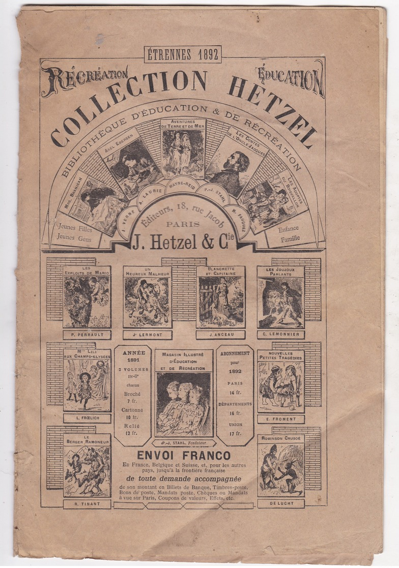 CATALOGUE ETRENNES 1892 COLLECTION HETZEL - Collections