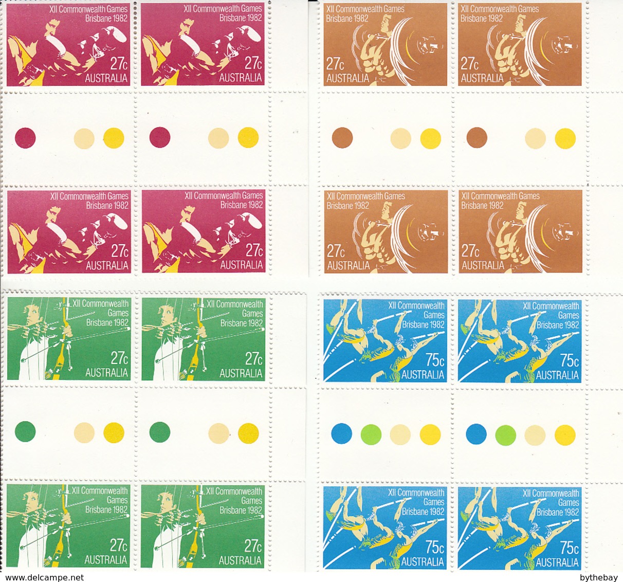 Australia 1982 MNH Scott #842-#845 Commonwealth Games Set Of 4 Gutter Blocks Of 4 - Neufs