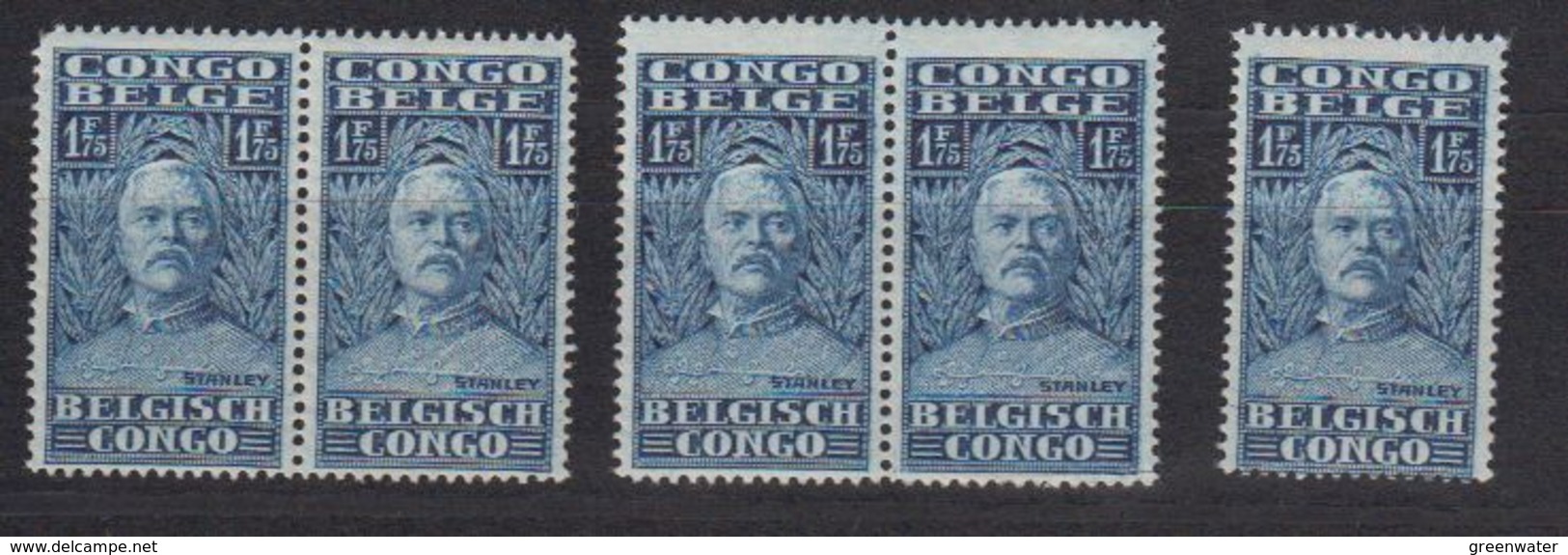 Belgisch Congo 1928 Henry Morton Stanley 1.75fr 5x (2 Zegels Zijn Niet OK - Ronde Hoek En Tanding) ** Mnh (40125A) - Ongebruikt