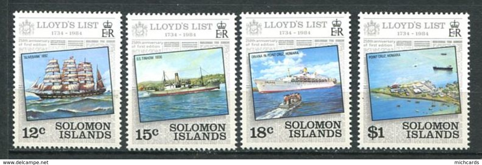 237 SALOMON 1984 - Yvert 510/13 - Bateau Lloyd - Neuf **(MNH) Sans Trace De Charniere - Salomon (Iles 1978-...)