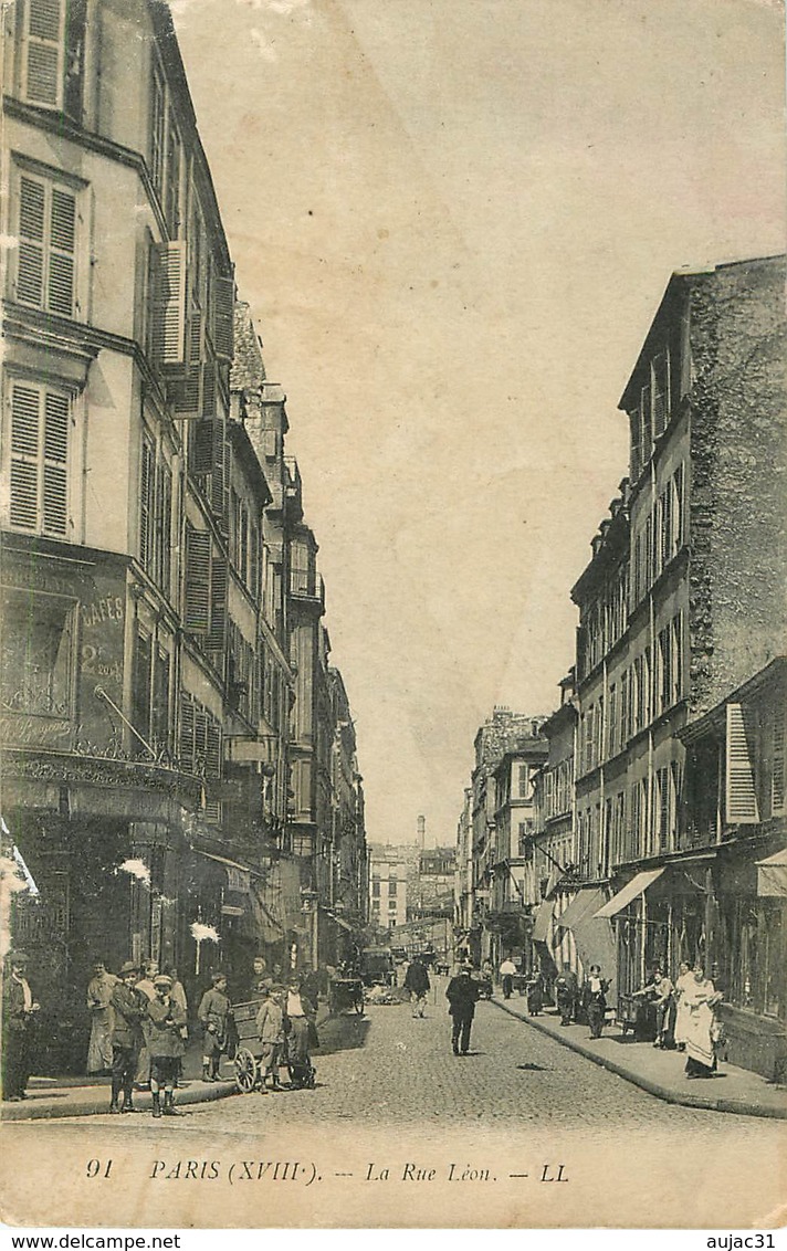 Dép 75 - Paris - Arrondissement 18 - La Rue Léon - état - Arrondissement: 18